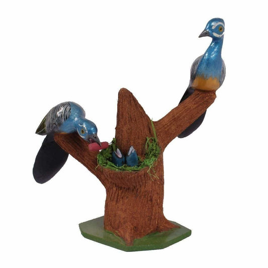 Two Wooden Birds Along with Nest and Baby Birds - Grab2buy