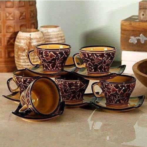 Handpainted Cup Saucer(Set Of 6) | Grab2Buy