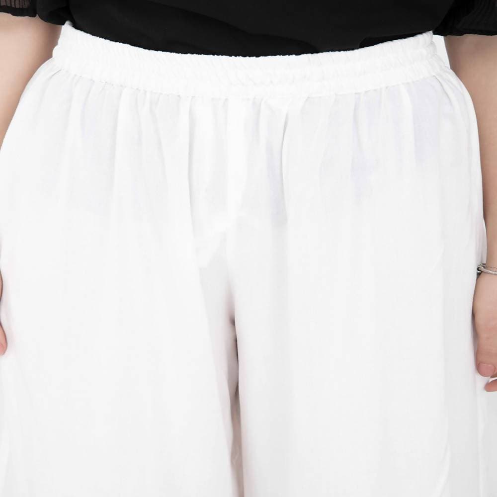 Lagi Women's White Solid Palazzo (PLZ04F) 