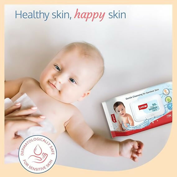 LuvLap Paraben Free 99% Pure Water Nourishing Baby Wipes, with Fliptop Lid