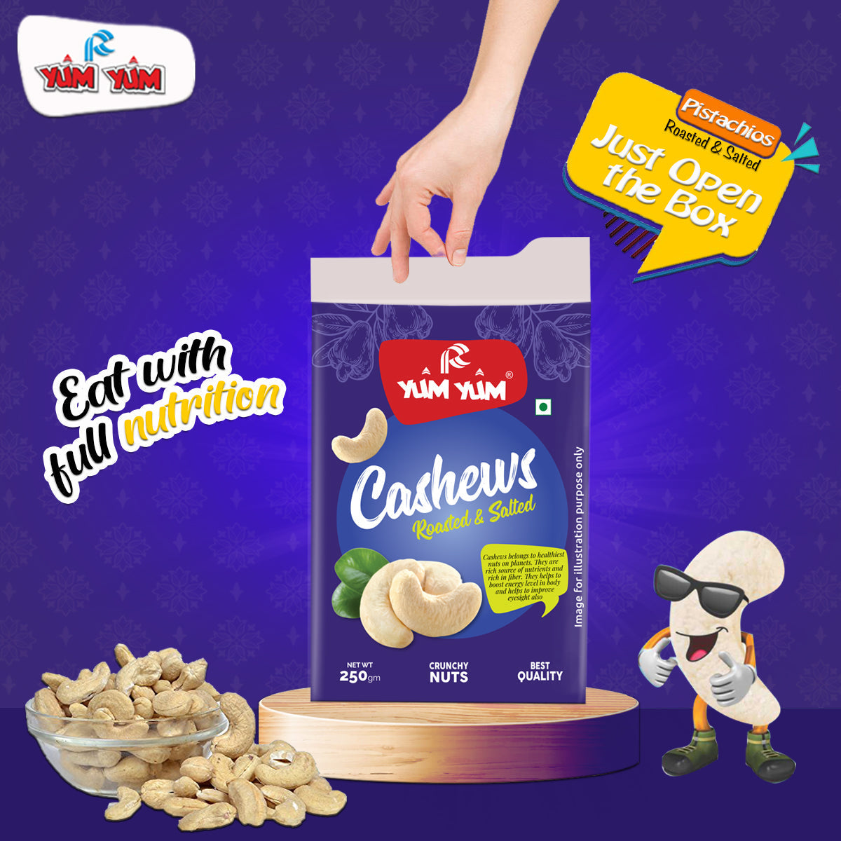 Yum Yum Roasted & Salted Cashews Box  Grab2Buy Yum Yum Grab2Buy