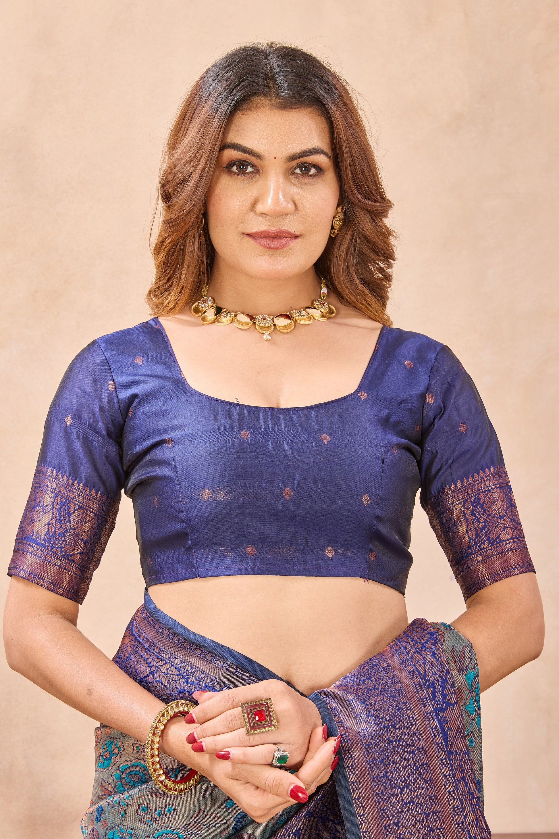 Divine International Trading Co Turquoise Blue Soft Silk Blend Banarasi Jacuard Work Designer Party Wear Saree With Unstitched Blouse Piece
