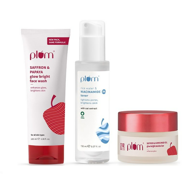 Plum CTM Combo - Saffron & Papaya Face Wash, Niacinamide Toner | Grab2Buy