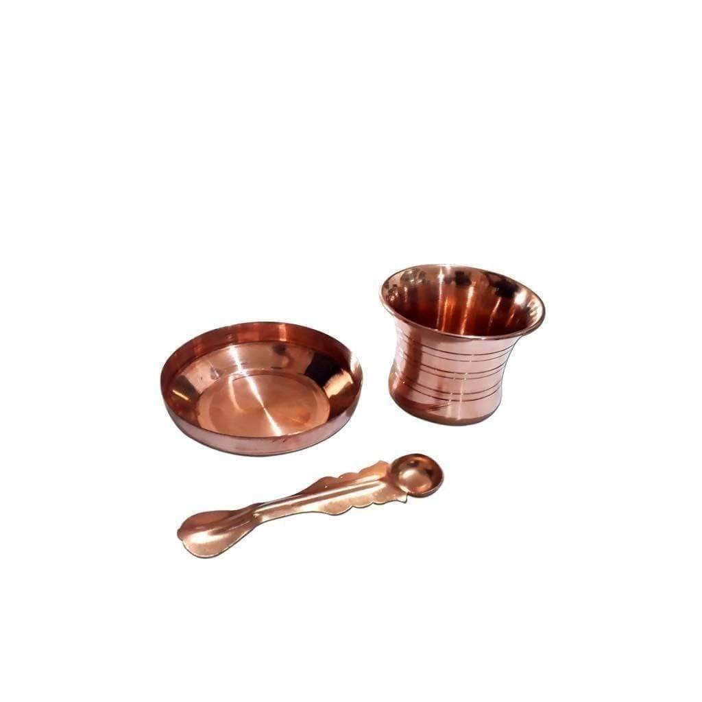 Copper Pancha Pathra Udharini(Spoon) with plate - Grab2buy