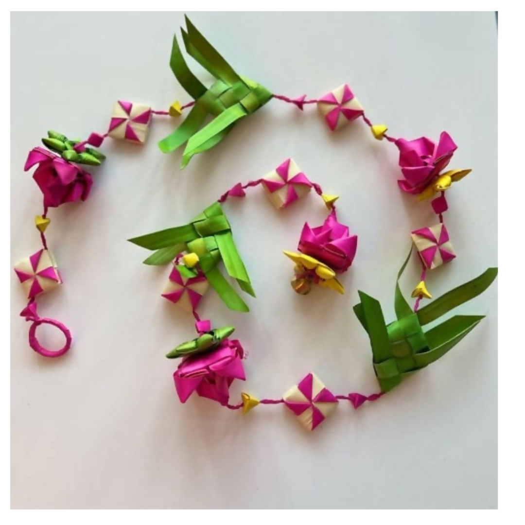 Shuddh Natural Hand Made Palm Leaf Fish & Lotus Hanging 