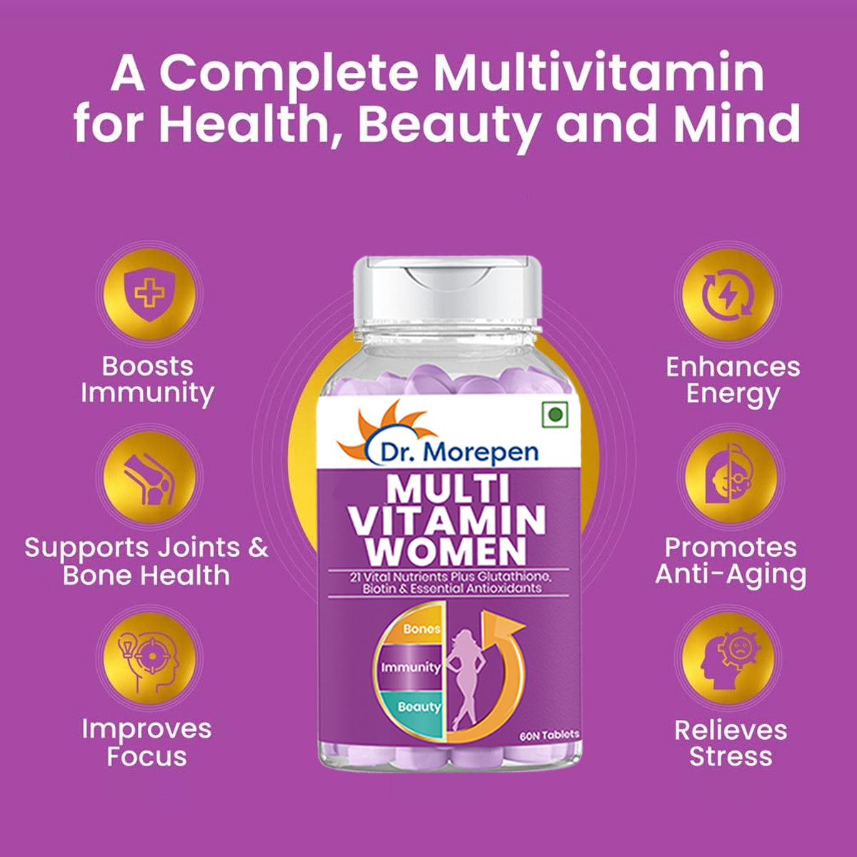 Dr Morpen Iron & Zinc + Multivitamin Women Tablets Combo 