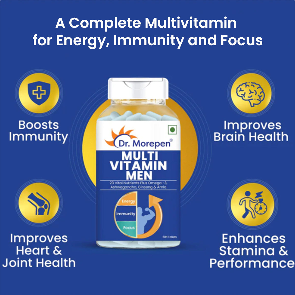 Dr Morpen Iron & Zinc + Multivitamin Men Tablets Combo 