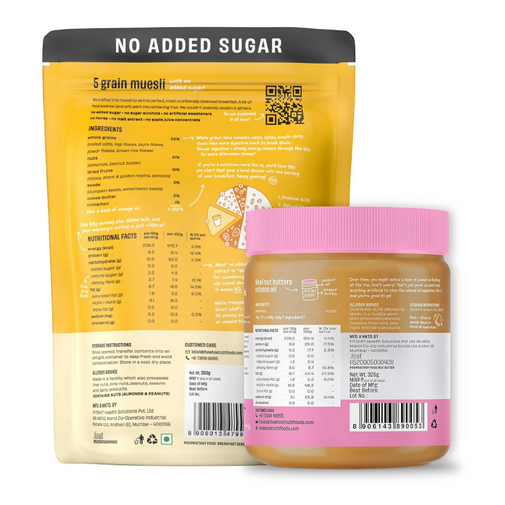 The Whole Truth Unsweetened Peanut Butter Crunchy + Muesli - Breakfast  Grab2Buy The Whole Truth Grab2Buy