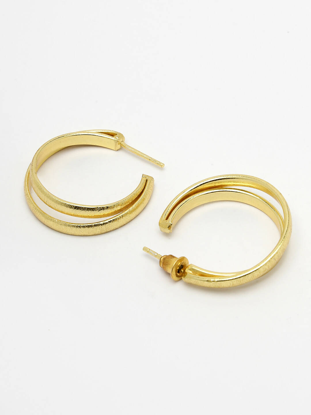 NVR Women Gold-Plated Alloy Circular-Shaped Half Hoop Earrings - Grab2buy