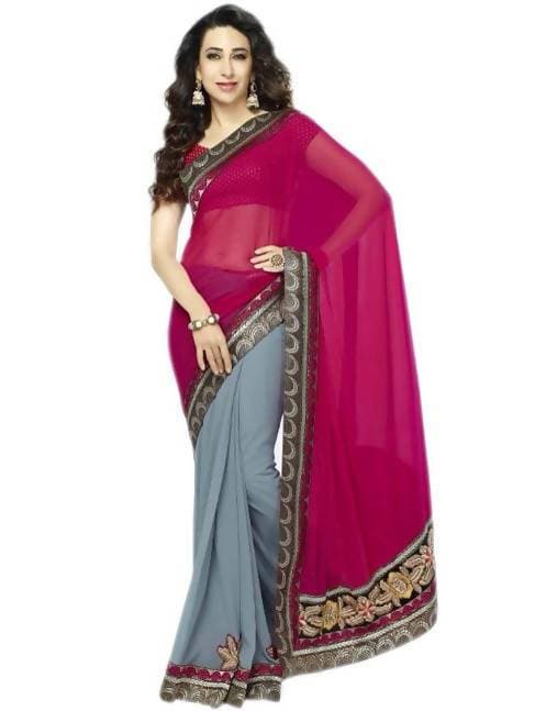 Vamika Karishma Kapoor Pink & Grey Designer Georgette Grab2Buy 