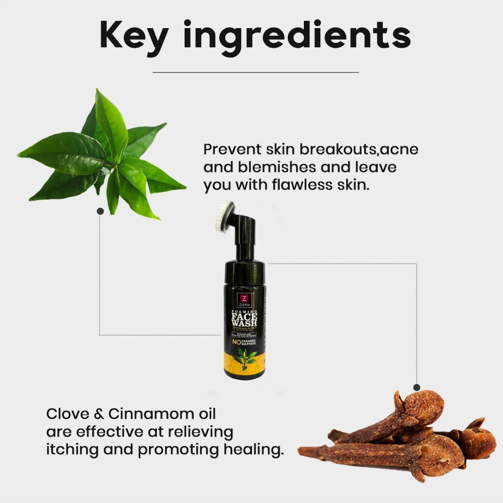 Zobha Foaming Face Wash - Tea Tree Oil Extract  Grab2Buy Zobha Grab2Buy