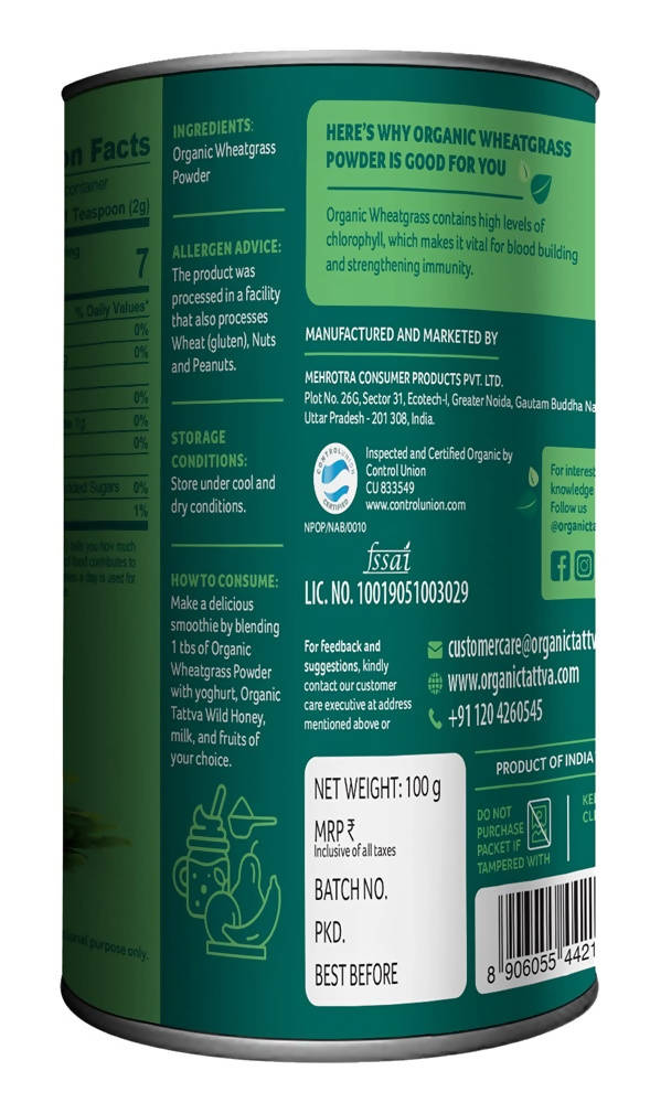 Organic Tattva Wheat Grass Powder 