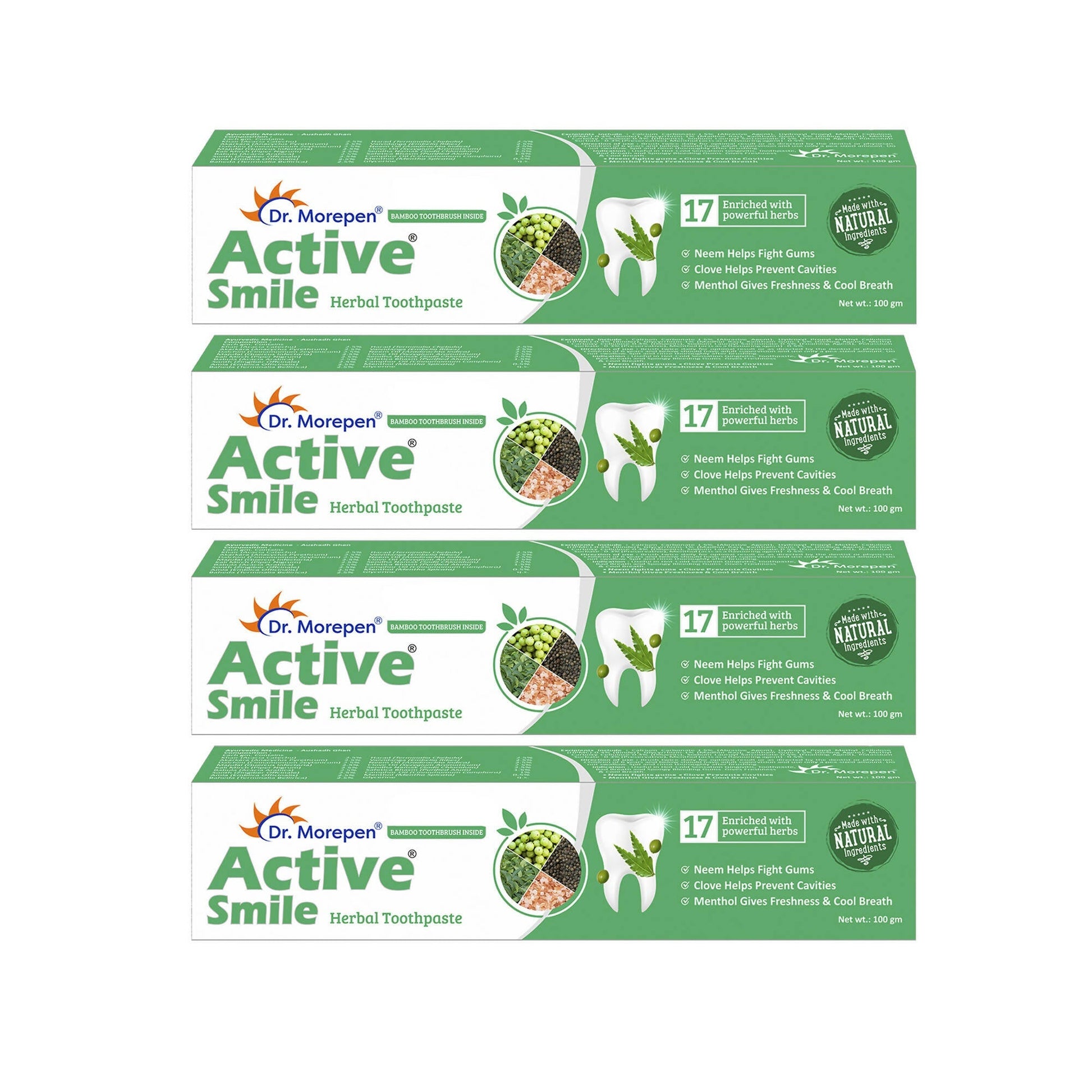 Dr. Morepen Active Smile Herbal Toothpaste with Neem, Clove & Menthol 