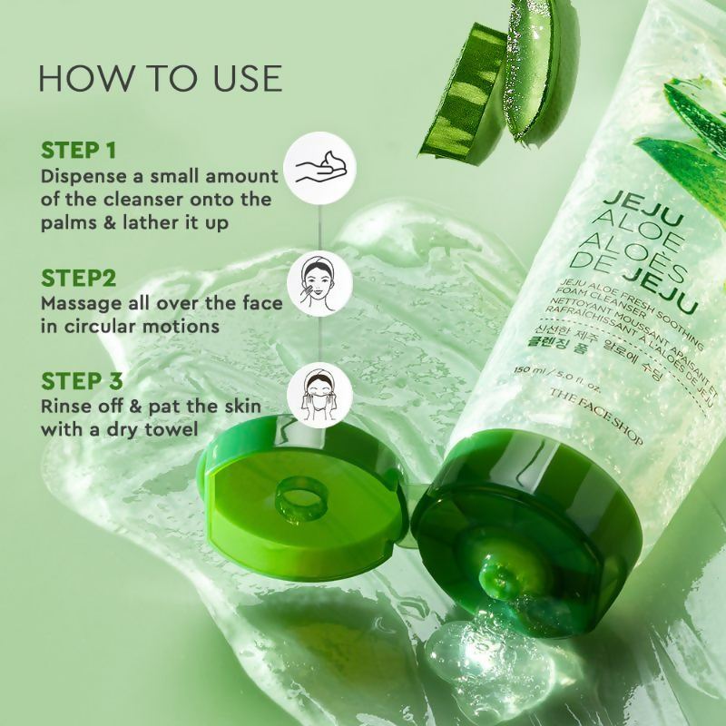 The Face Shop Jeju Aloe Fresh Soothing Foam Cleanser  Grab2Buy The Face Shop Grab2Buy