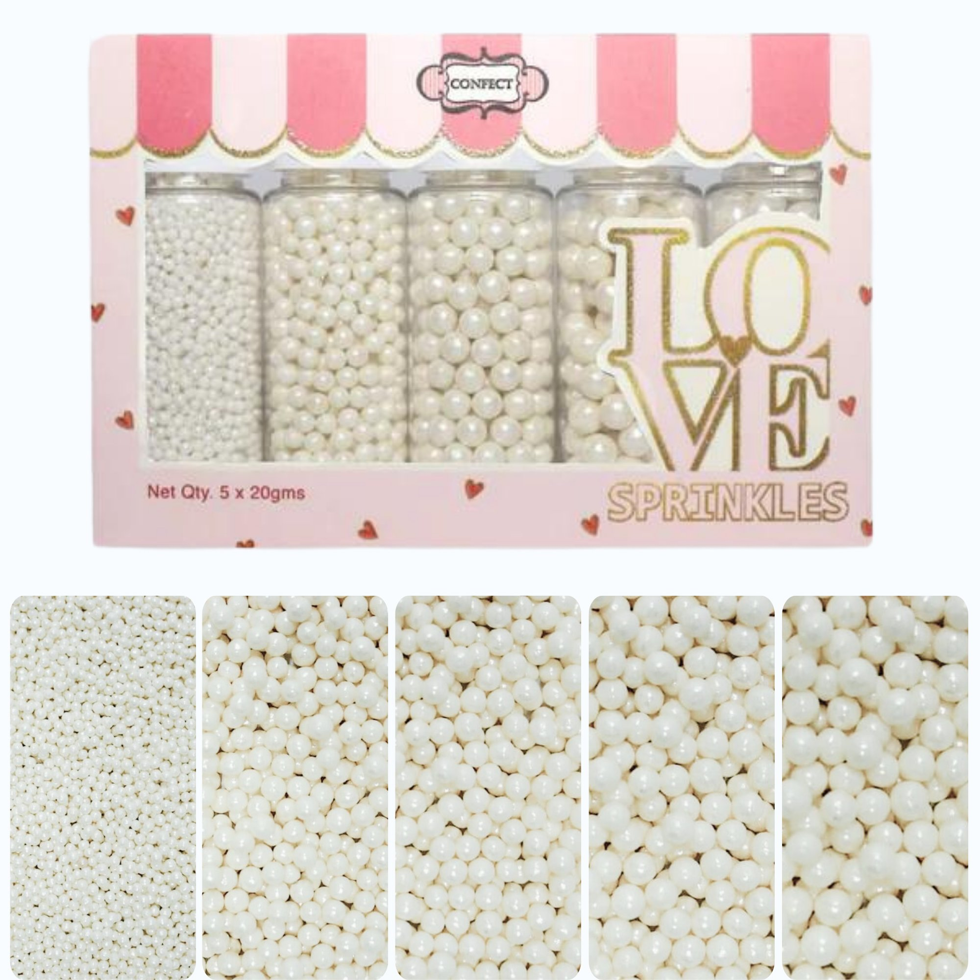 Confect White Princess Disco Balls Assorted Sprinkles ( DB-13 )