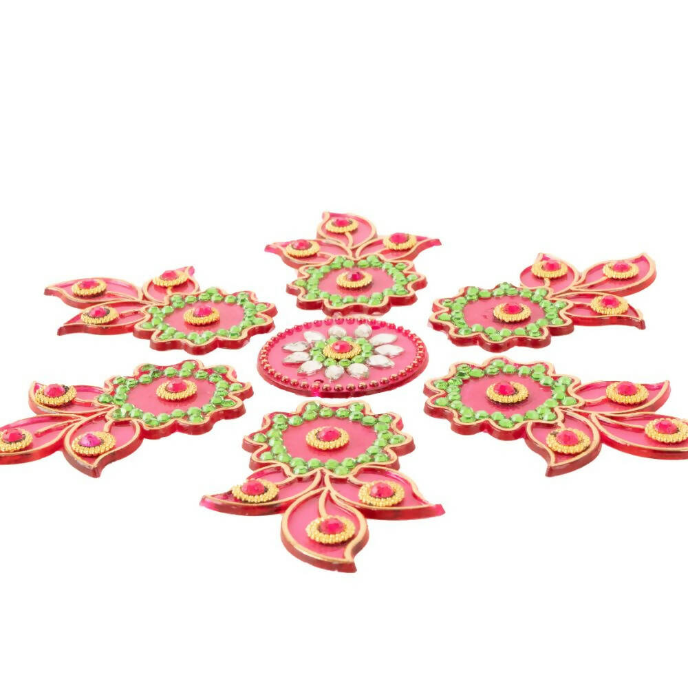 Kundan HandiKrafts Designer Flowed Rangoli Pink (Baby) - Grab2buy