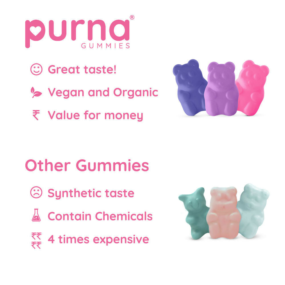 Purna Gummies Multivitamin Strawberry Gummies with Vitamins & Minerals 