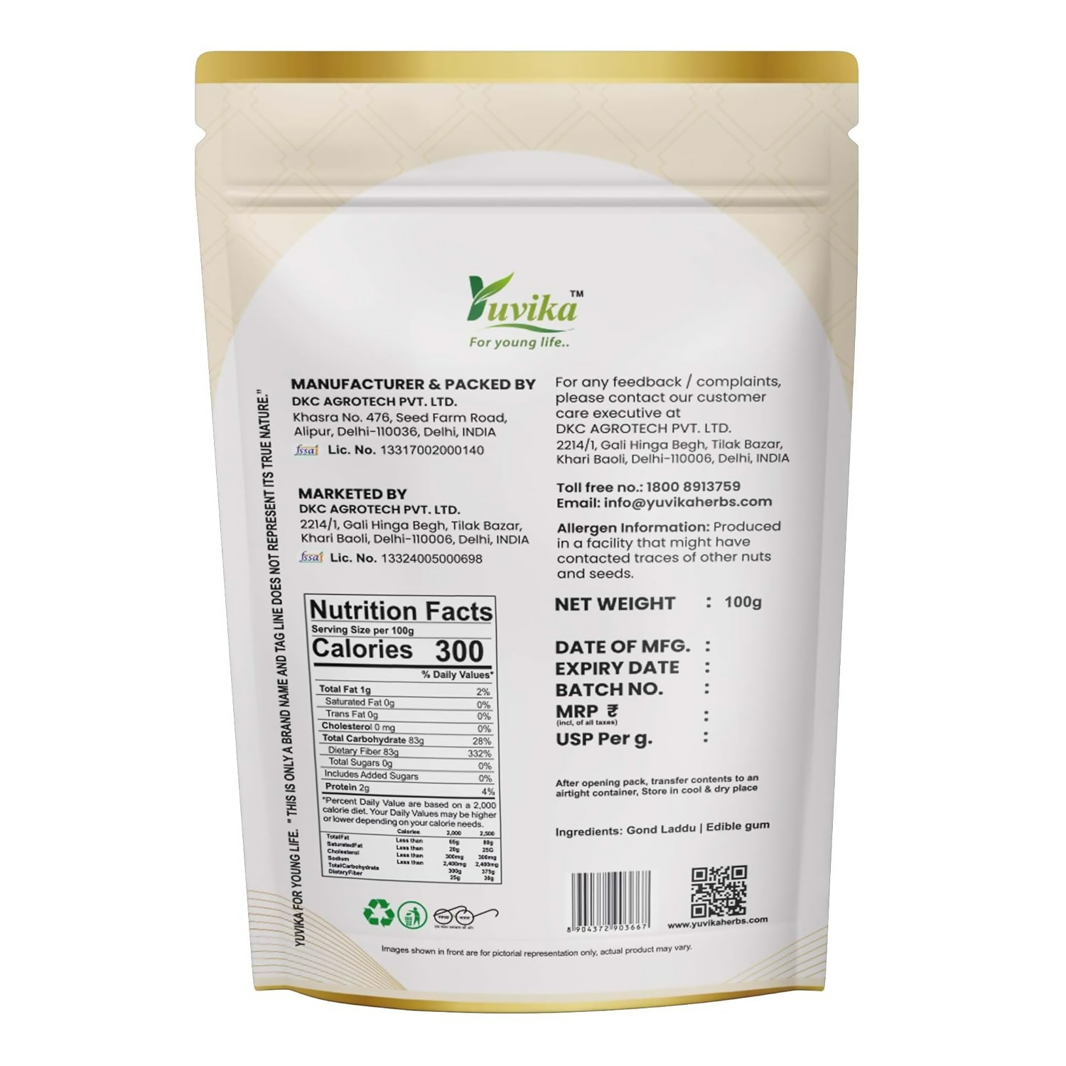Yuvika Gond Batan - Gond Ladoo - Acacia Arabica Wild - Arabic Gum 