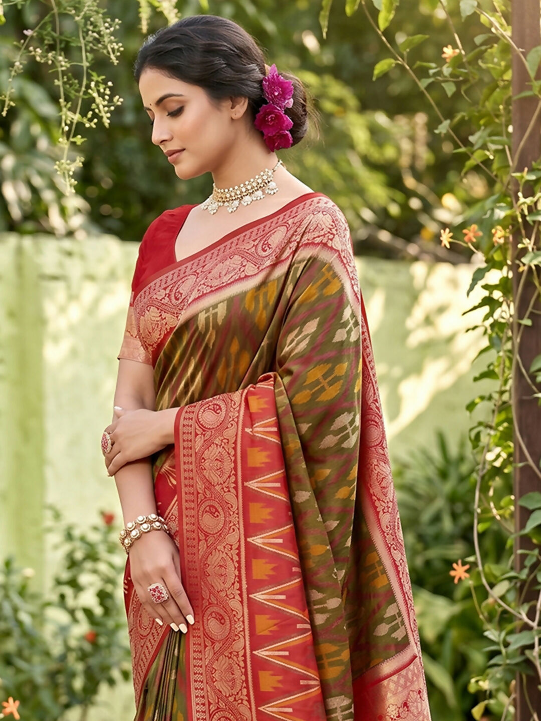 Shree Shyam Fashion Mehndi Soft Silk Saree