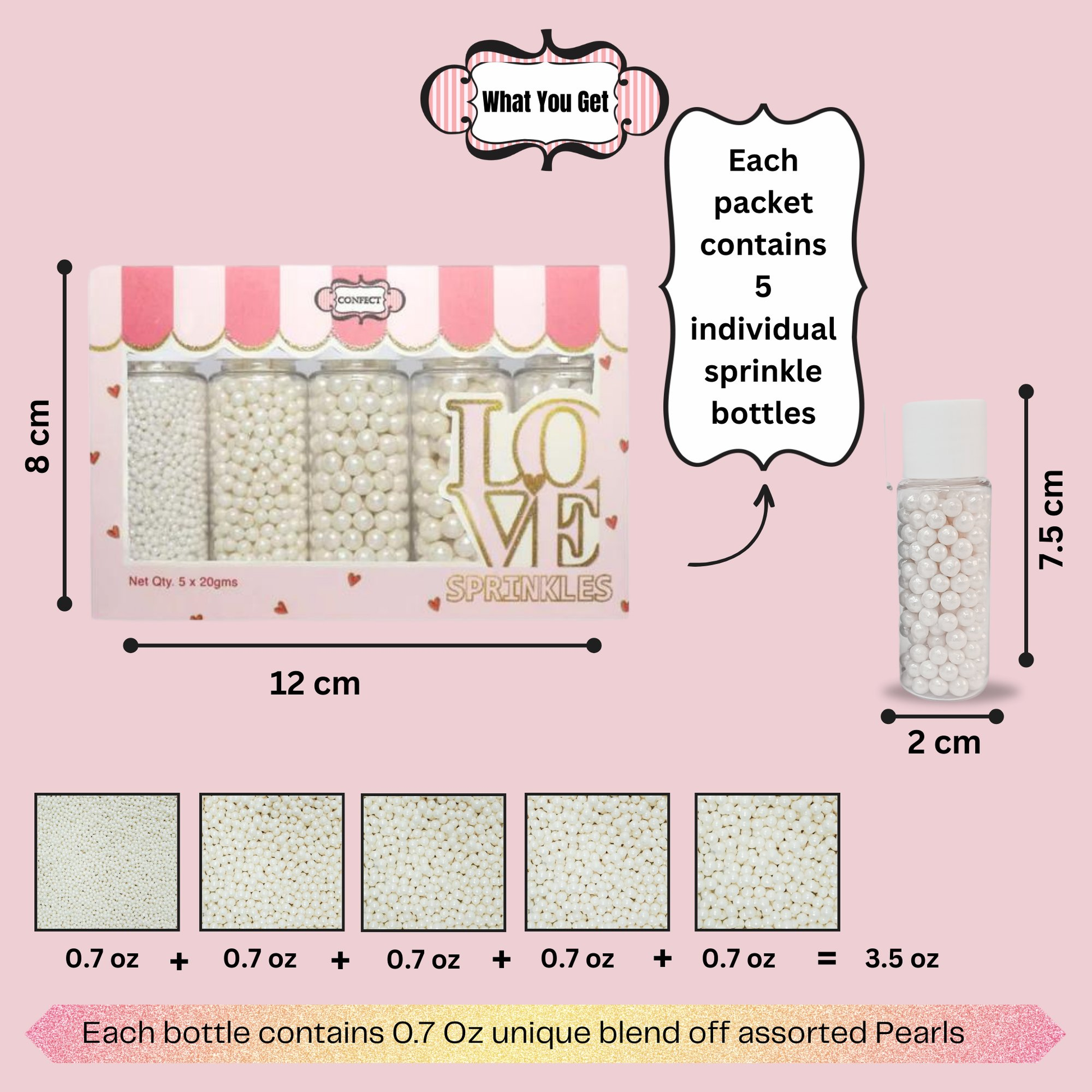 Confect White Princess Disco Balls Assorted Sprinkles ( DB-13 )