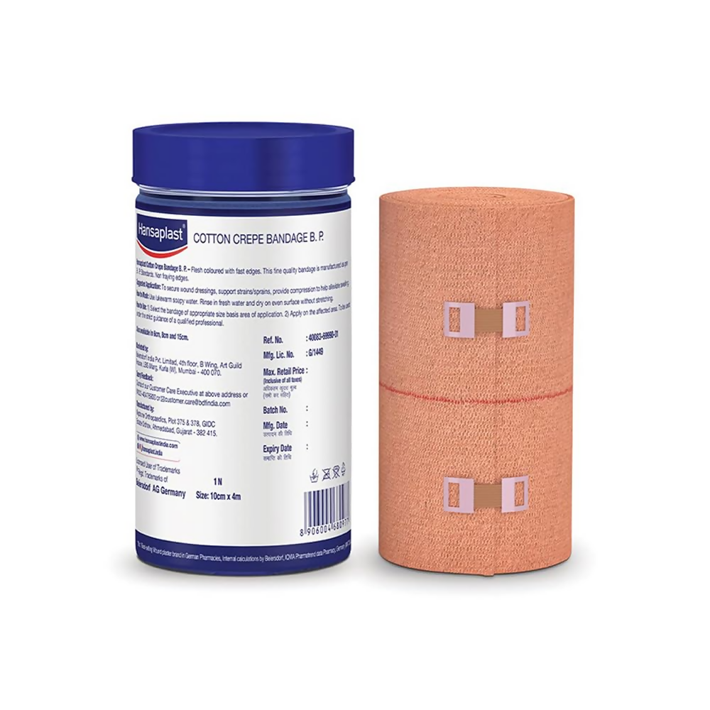 Hansaplast Soft Cotton Crepe Bandage For Pain Relief - 10CM x 4MTR 