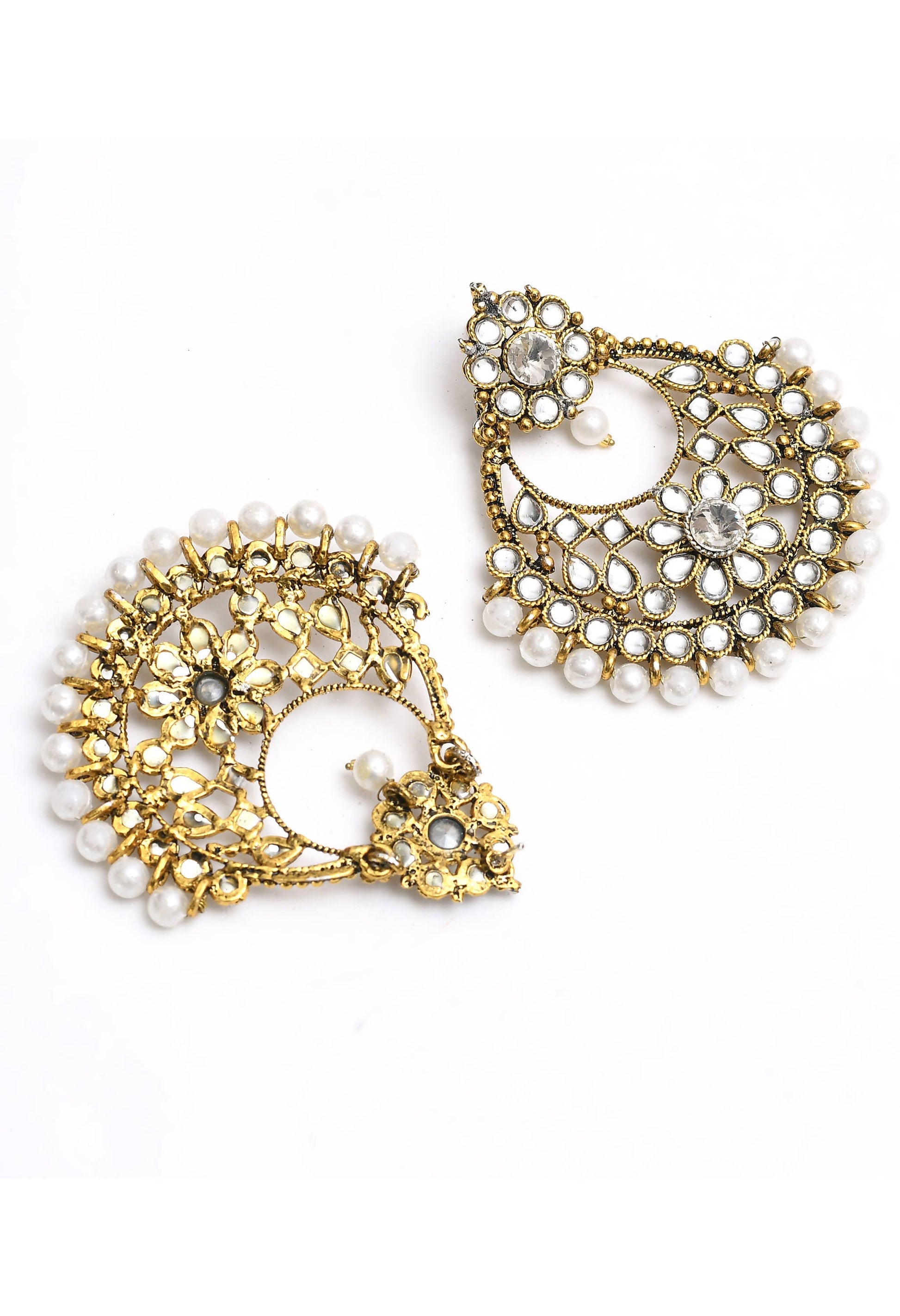 Mominos Fashion Johar Kamal Beautiful Golden And White Beaded Earrings - Grab2buy