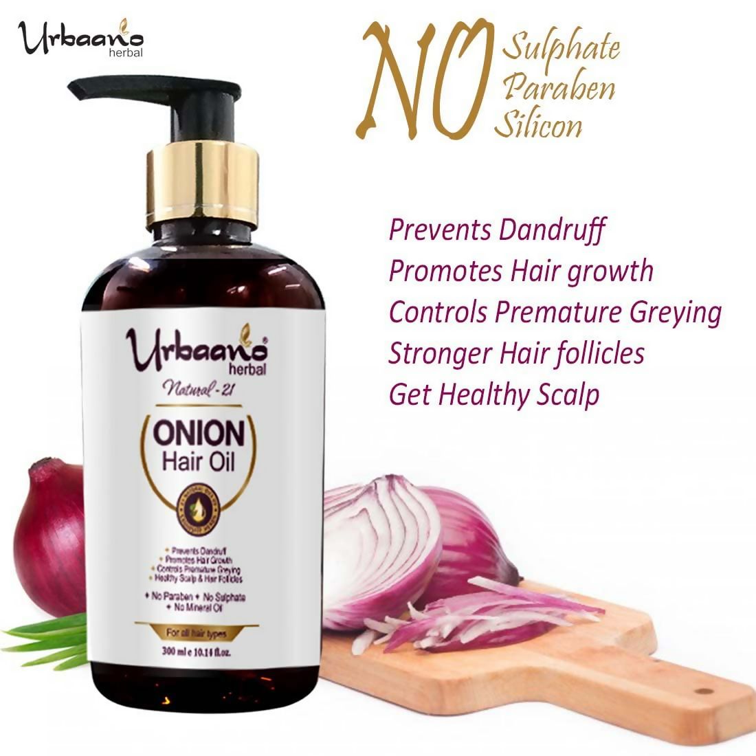 Urbaano Herbal Nourishing Onion Hair Oil & Anti Hairfall Hibiscus Shampoo  Grab2Buy Urbaano Herbal Grab2Buy