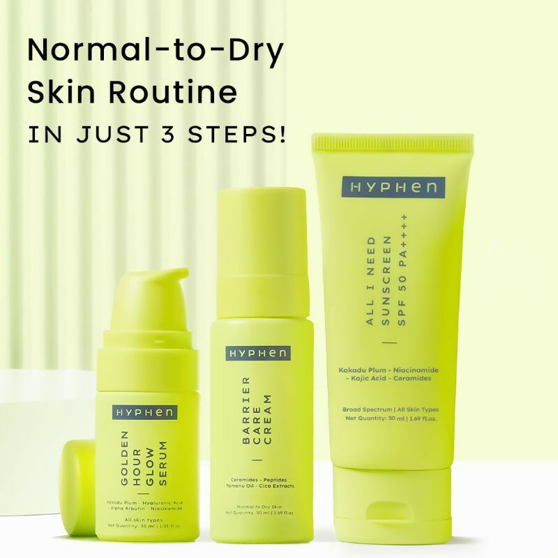 Hyphen By Kriti Sanon Skincare Routine with Glow Serum, Moisturizer & Sunscreen For Normal To Dry Skin Combo 