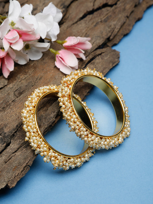 Pearl Embellished Bange Set Of 2 - Ruby Raang - Grab2buy
