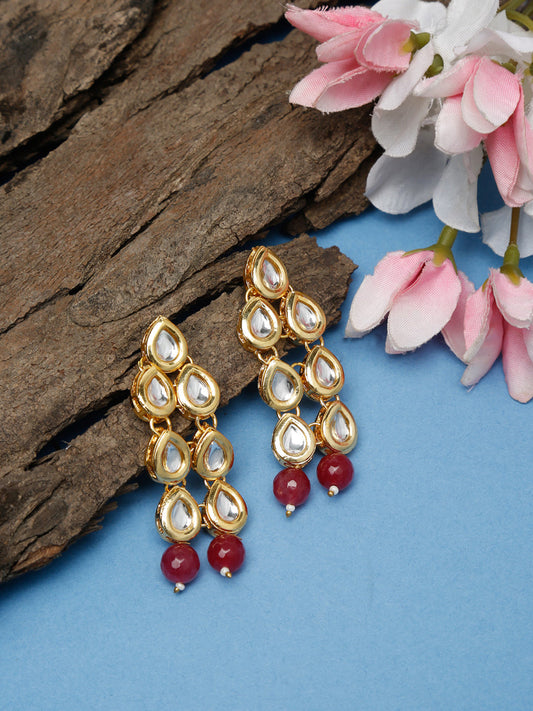 Stone Kundan Earrings - Ruby Raang - Grab2buy