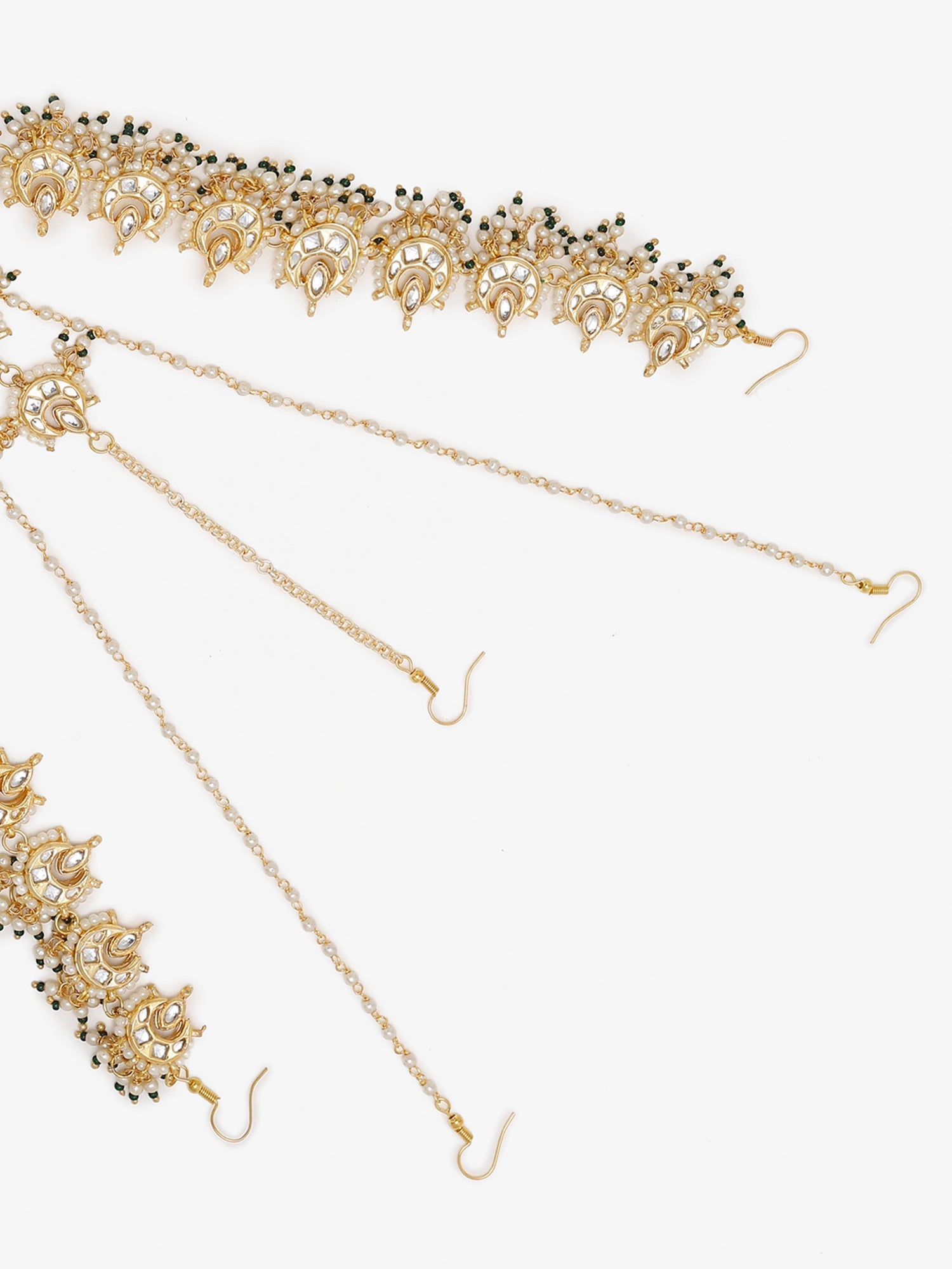 Gold-Plated White Kundan-Studded Beaded Maharani Matha Patti - Ruby Raang - Grab2buy