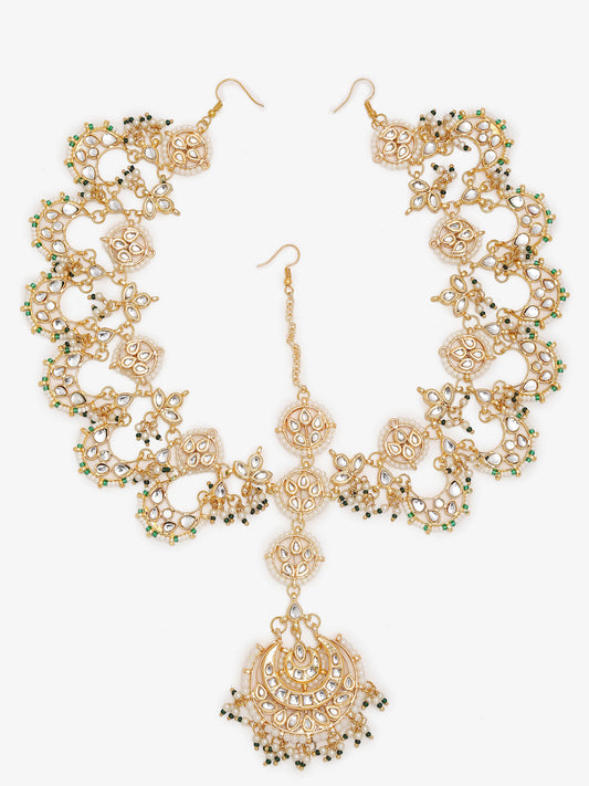 Women's Gold Kundan Maharani Matha Patti - Ruby Raang - Grab2buy