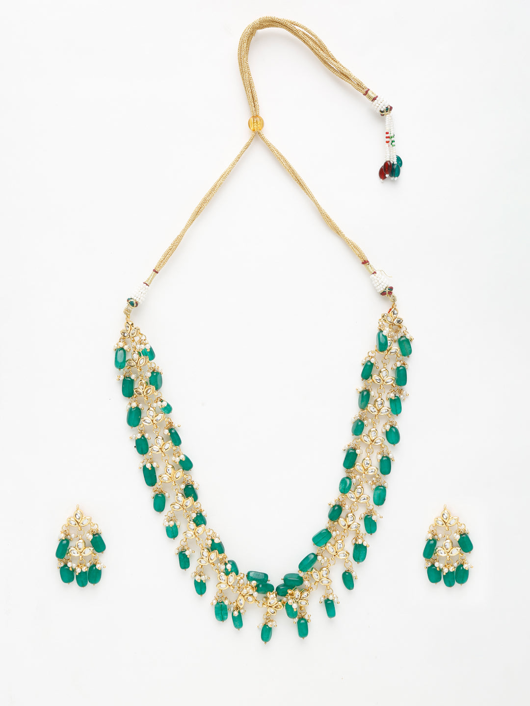 Kundan Neckpiece With Earrings - Ruby Raang - Grab2buy