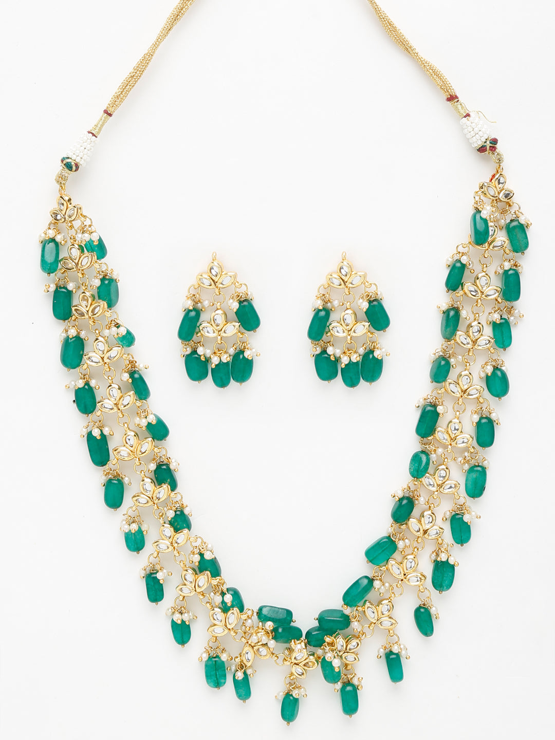 Kundan Neckpiece With Earrings - Ruby Raang - Grab2buy