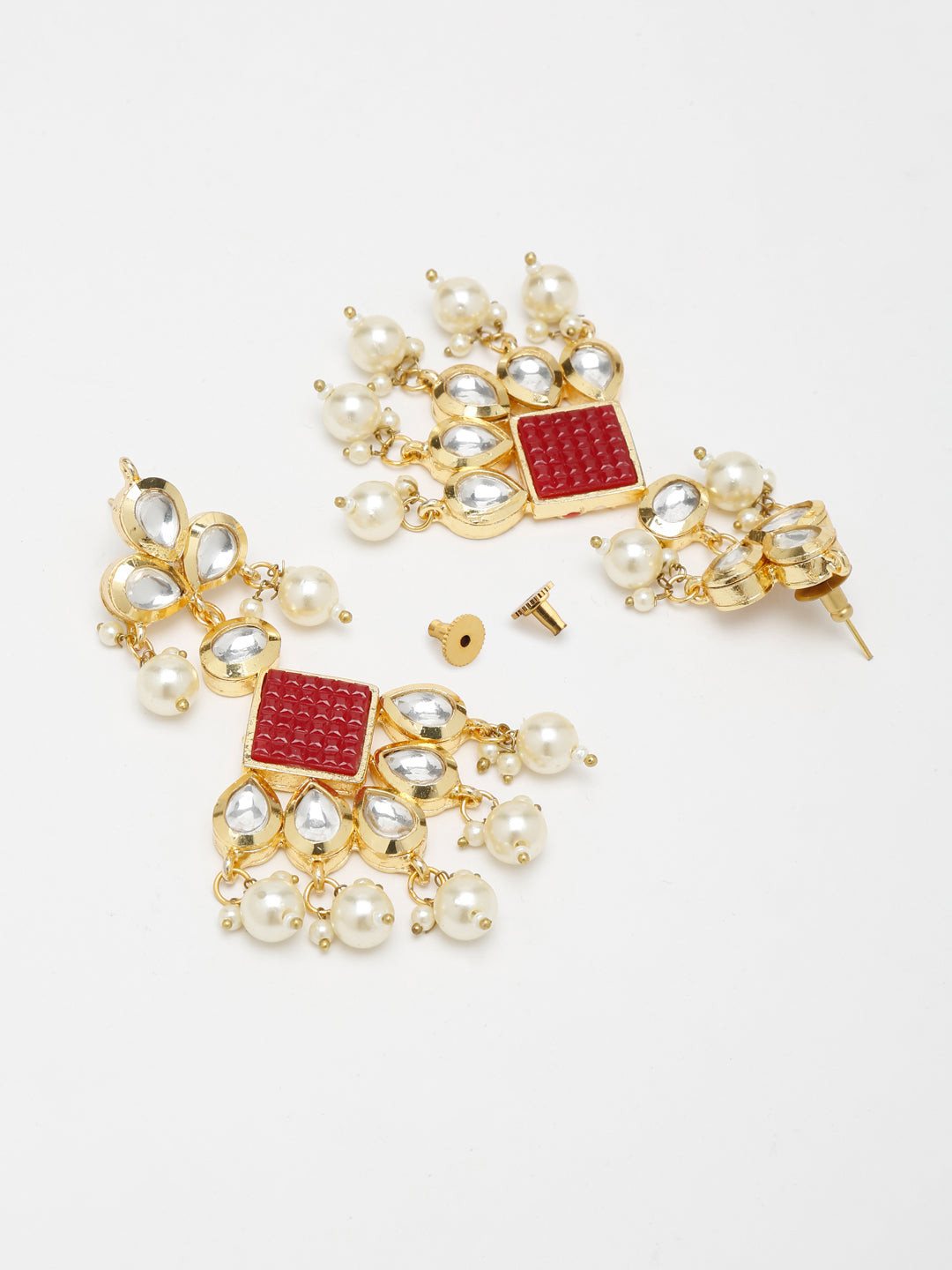 Long Kundan Neckpiece With Earrings - Ruby Raang - Grab2buy