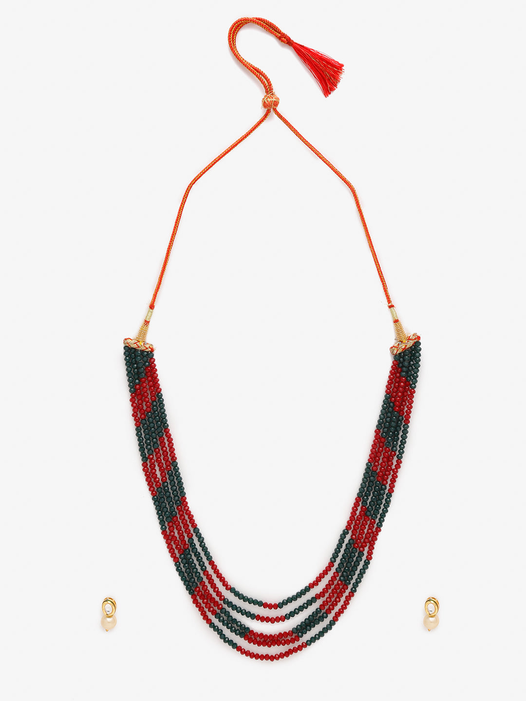 Red Black Multi Layered Onyx Neckpiece With Kundan Studs - Ruby Raang - Grab2buy