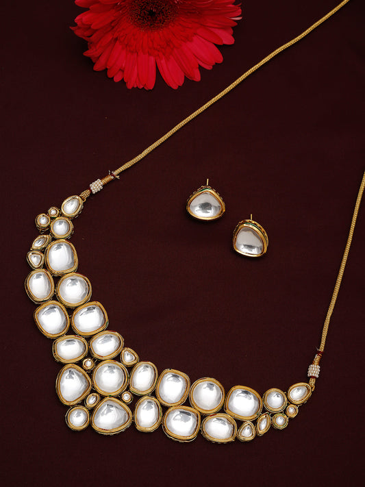 Gold Kundan Choker With Studs - Ruby Raang - Grab2buy