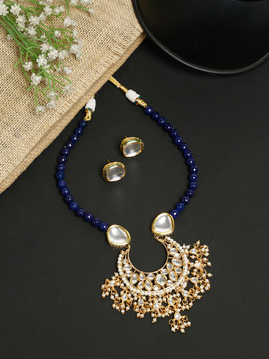 Stone Kundan Neckpiece With Studs - Ruby Raang - Grab2buy