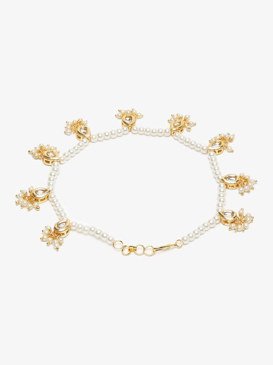 White Gold Plated Anklets Set Of 2 - Ruby Raang - Grab2buy