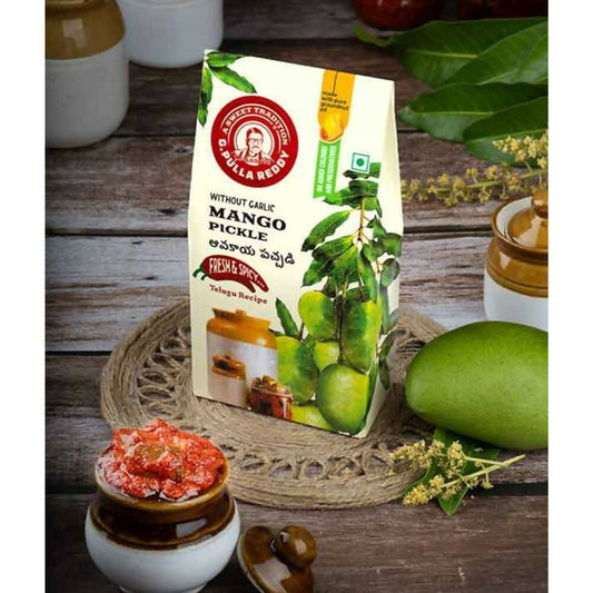 Pulla Reddy Mango Pickle Without Garlic - Grab2buy