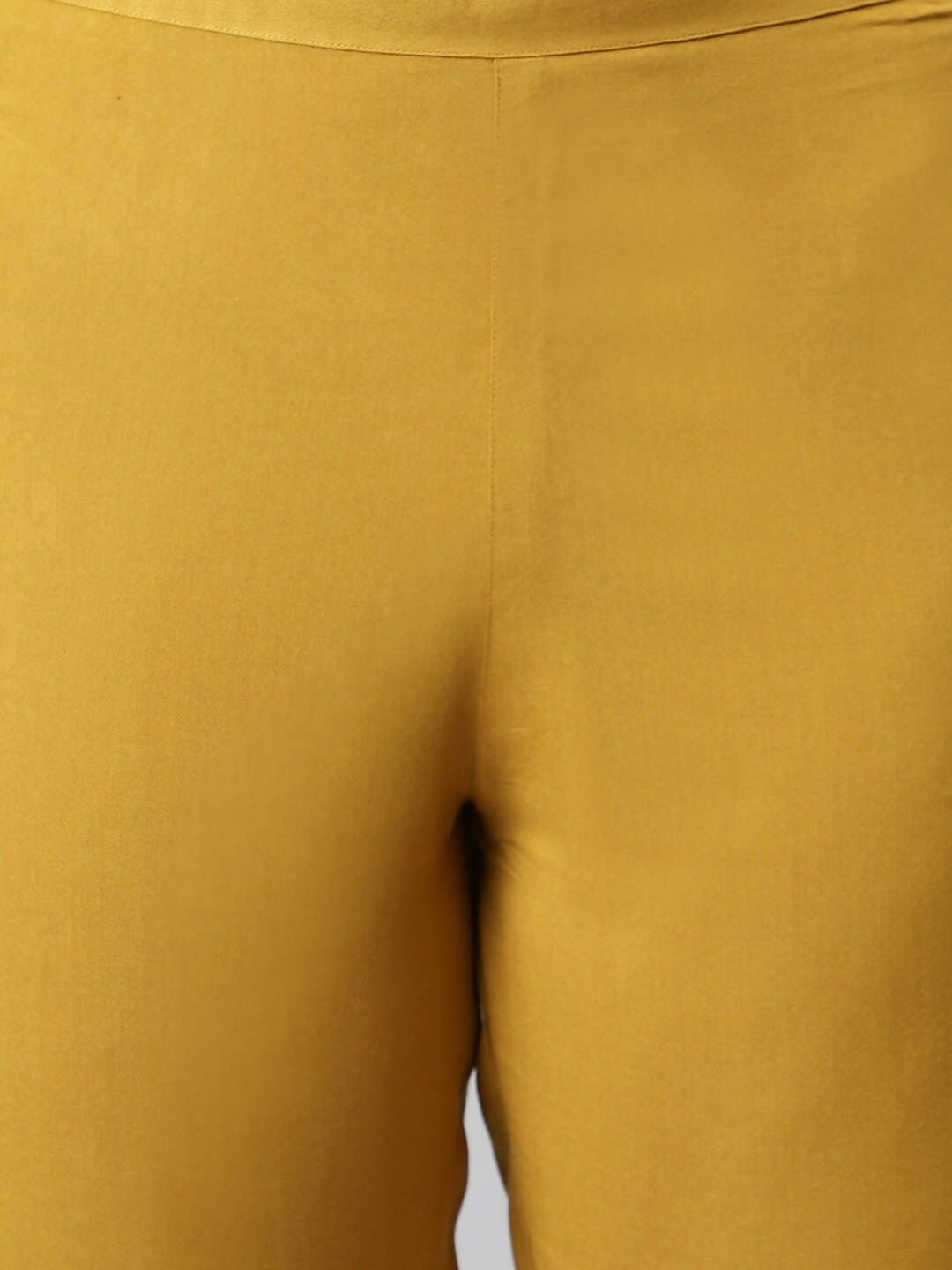Janasya Women Mustard Yellow Regular Gotta Patti Kurta with Trousers & With Dupatta