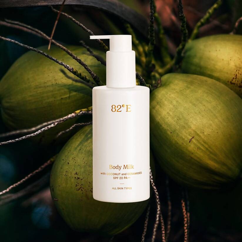 82°E By Deepika Padukone Body Milk Cream, SPF 20 PA++ with Coconut and Ceramides 