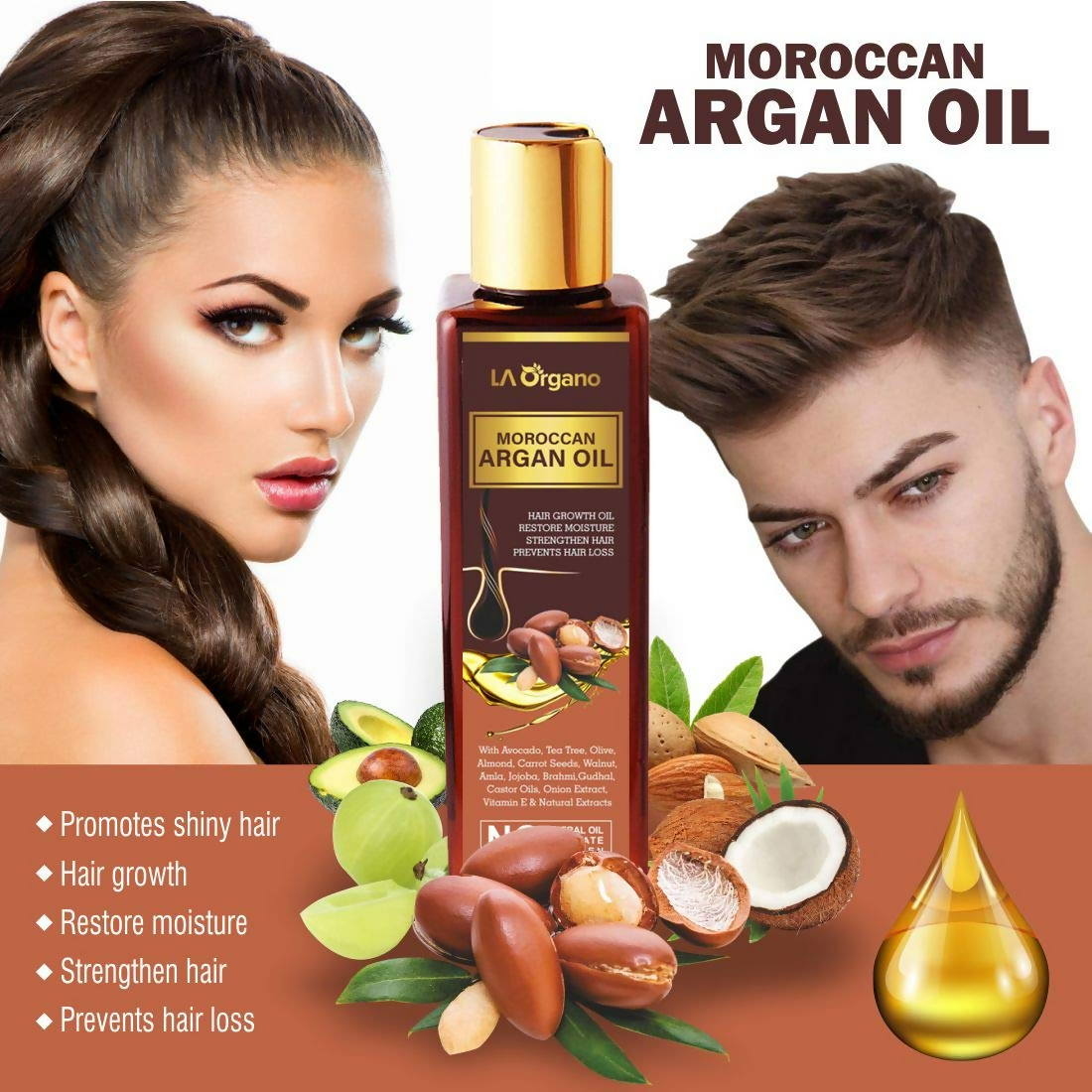 LA Organo Moroccan Argan Hair Oil | Swadesiicart