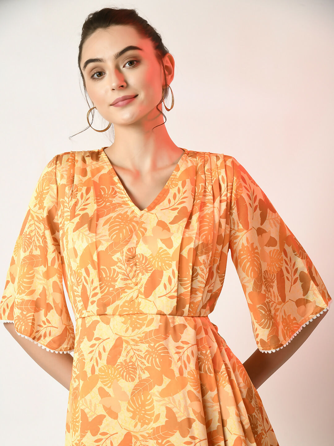 Myshka Women's Yellow Printed Dress