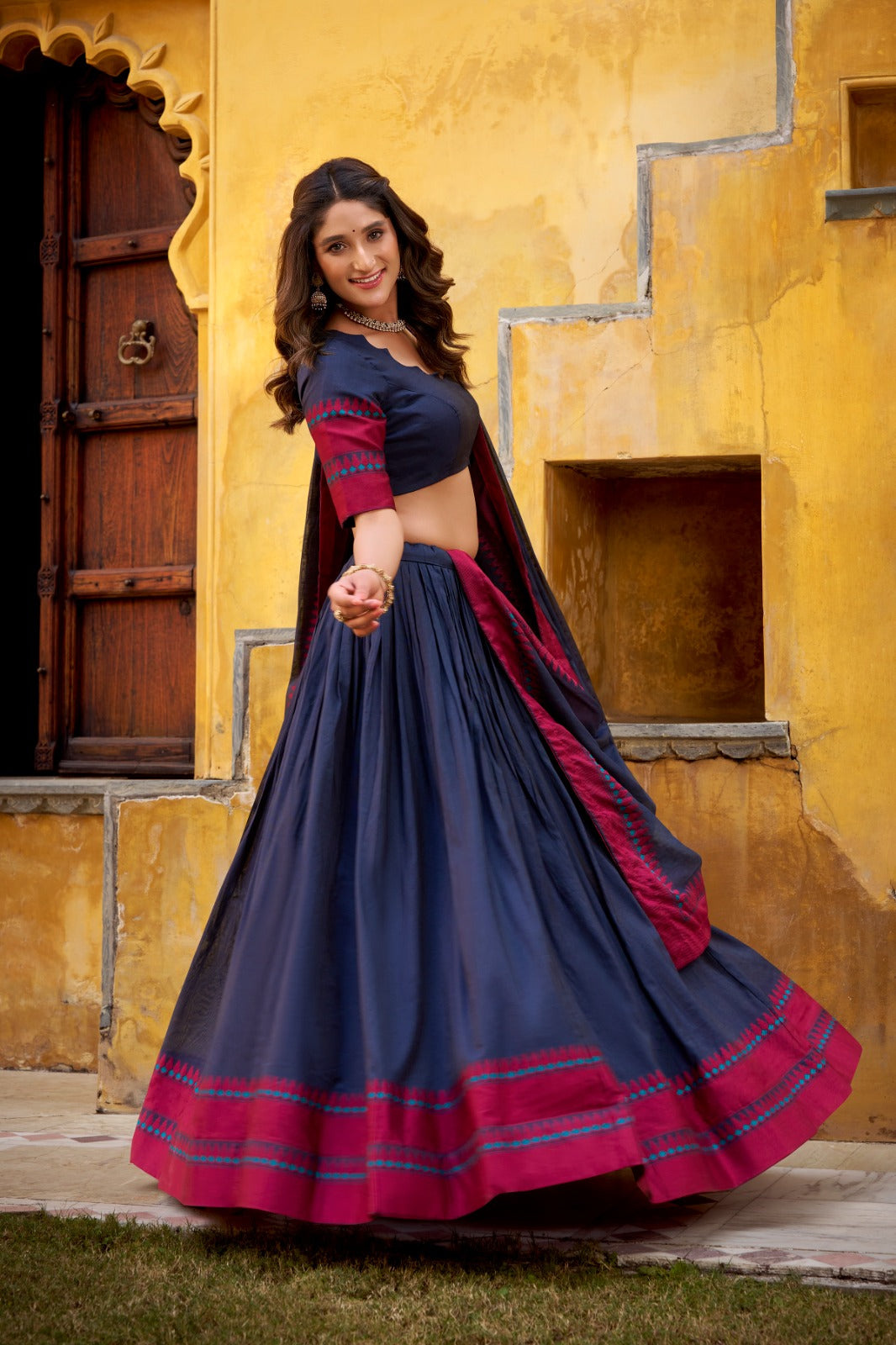 Evanik Pure Chanderi With Thread Work Lehenga Choli