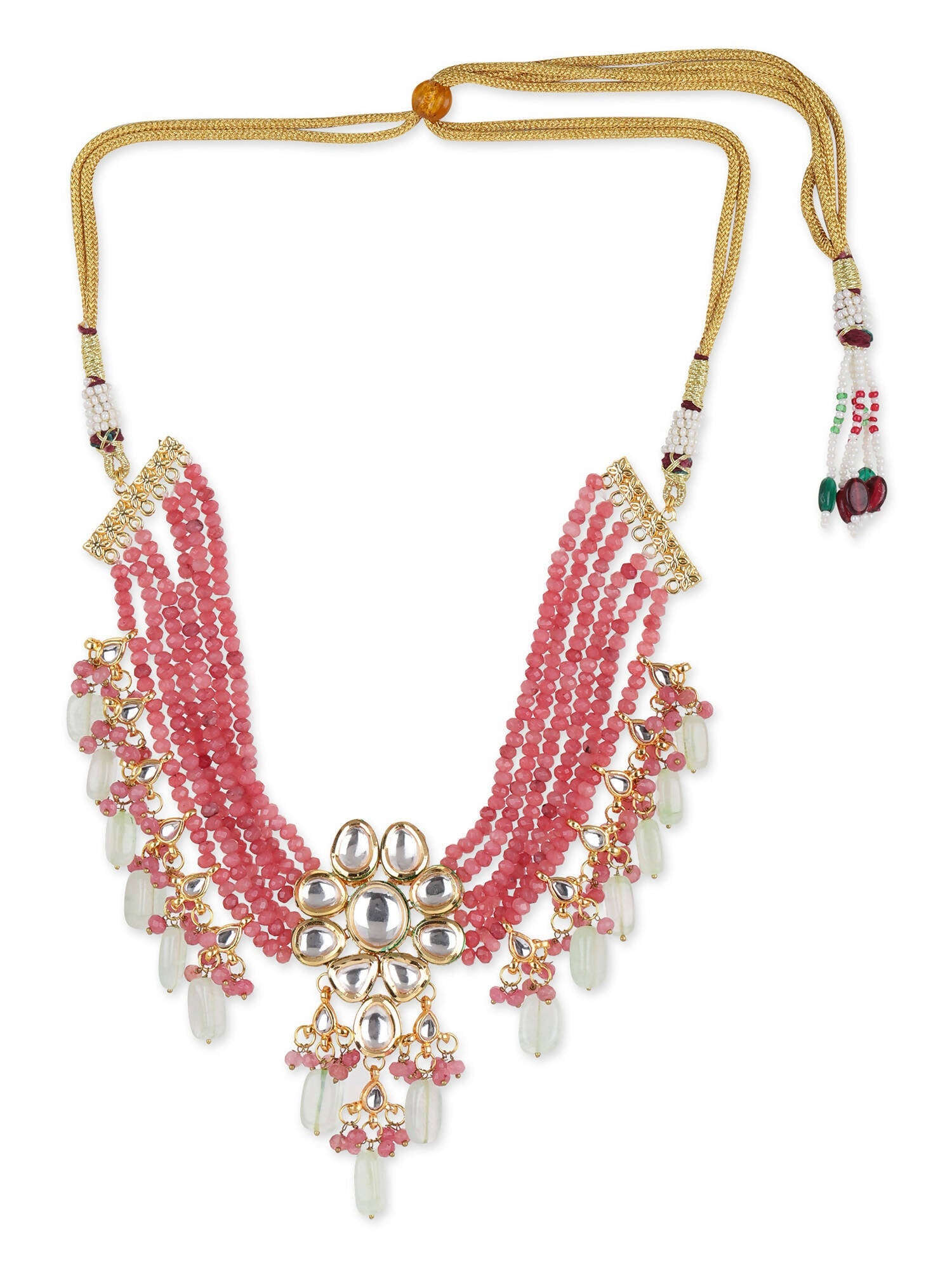 Pink White Brass Gold-Plated Necklace - Ruby Raang - Grab2buy