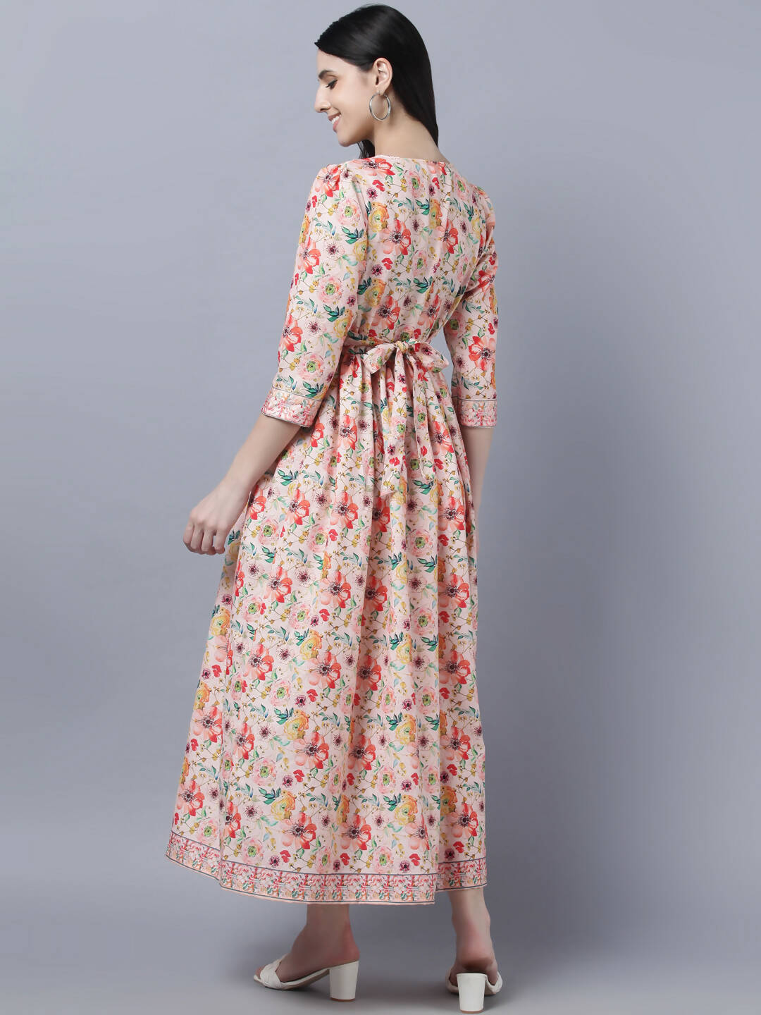 Myshka Women Multicoloured Printed Fit and Flare Ethnic Dress
