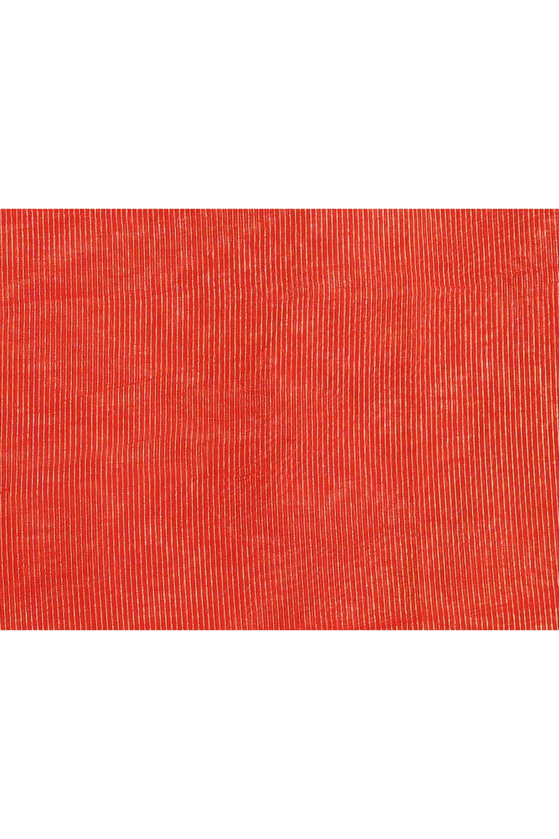 Piyari Fashion Women's Red Embellished Cotton Blend Zari Check Handloom Saree