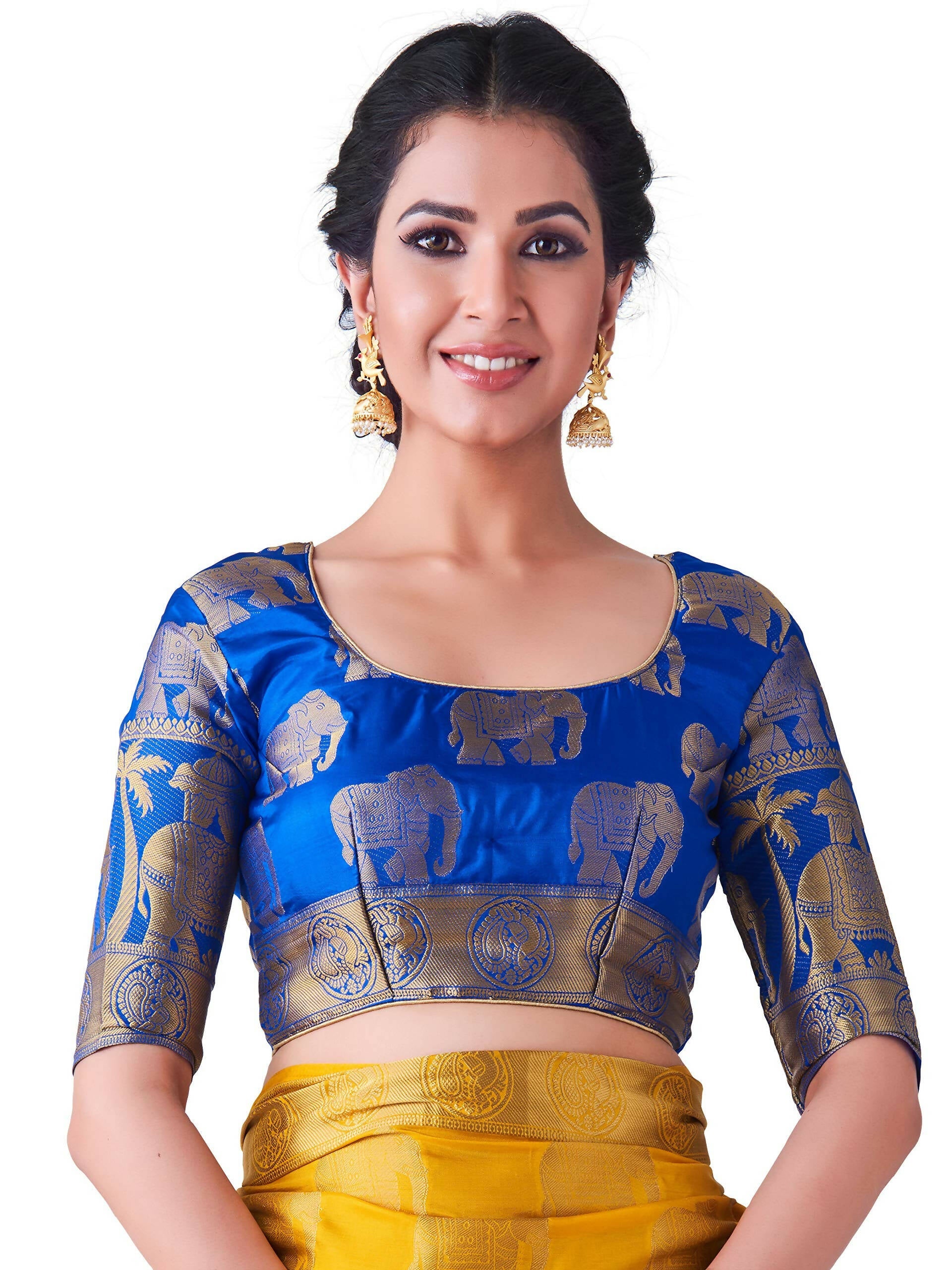 Mimosa Women's Gold Kanjivaram Art Silk Saree