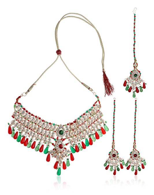 Gold-Plated Alloy Handmade Patwa Necklace Set - The Pari - Grab2buy